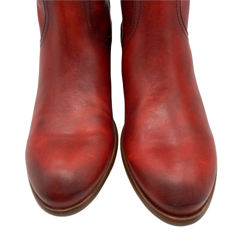 NEW Frye Carson Leather Pull On Heeled Tall Riding Boot in Crimson Red Size 6 - Picture 7 of 12